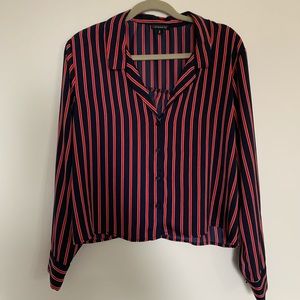 Striped Blouse Navy and Red from Dynamite